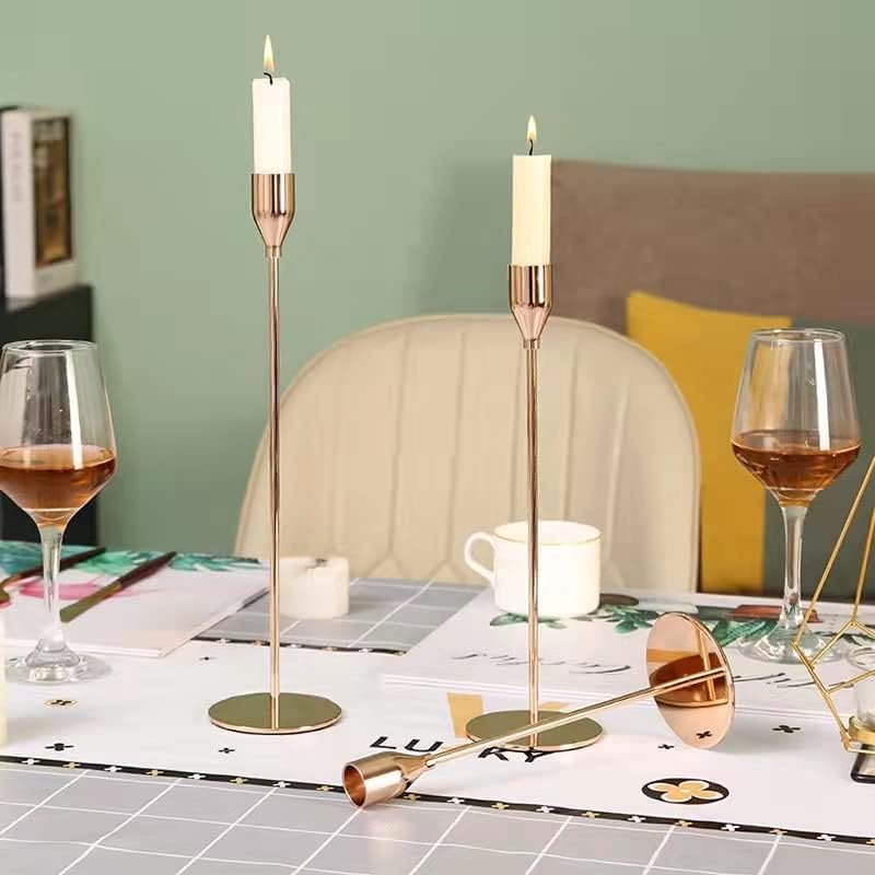 SHDSL French Gold Taper Candle Holders,Set of 6 Tall Taper Candlestick fit for 3/4" Thick Pillar Candle&Led Modern Metal Candle Stands Decorative Table Centerpieces for Dinning Party Church,Decorative - Image 5